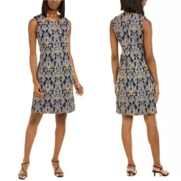 J. McLaughlin Devon Sleeveless Crew Neck Embroidered Bainbridge Dress Paisley - Picture 1 of 13